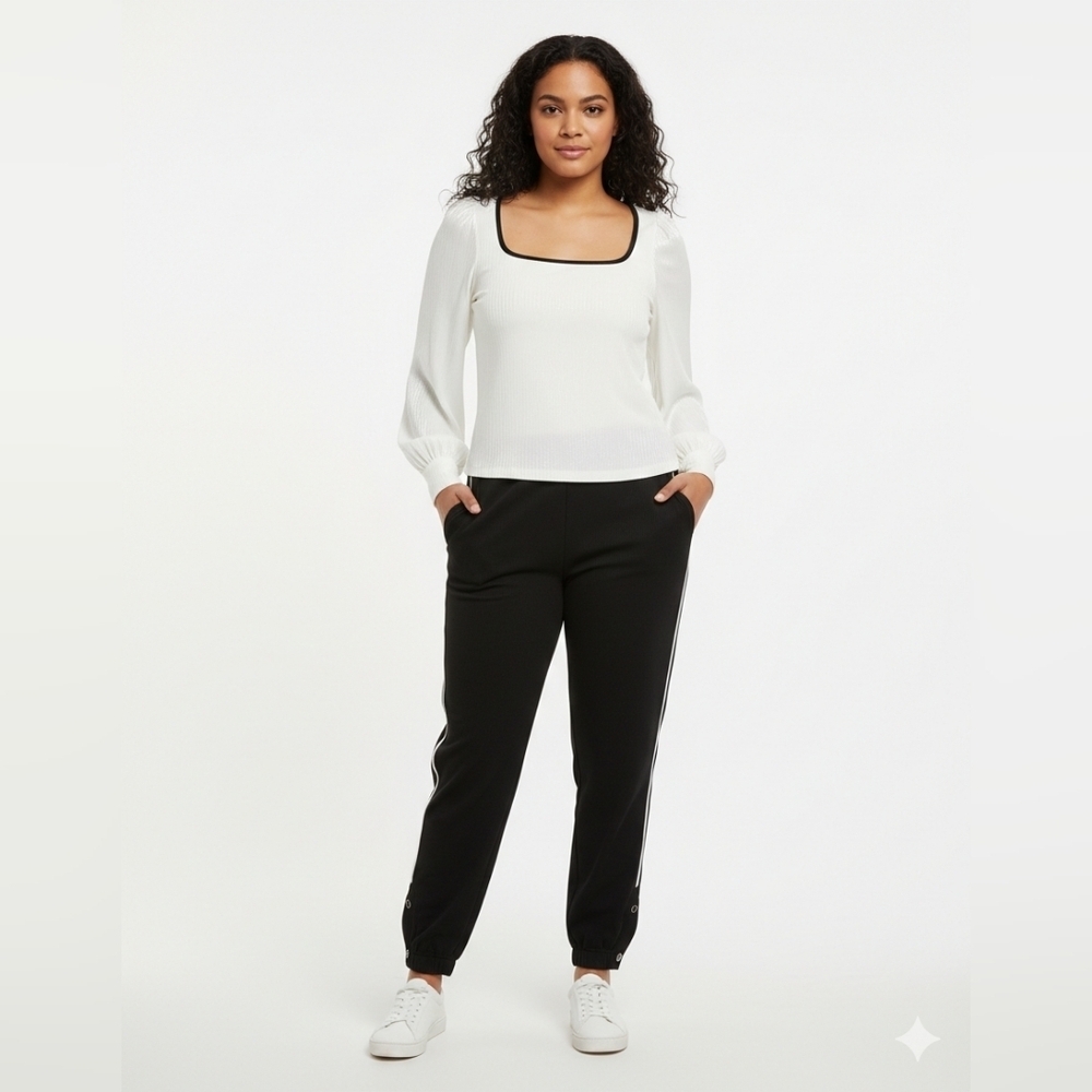 SHEIN Women's Black and White Pants Size OXL.